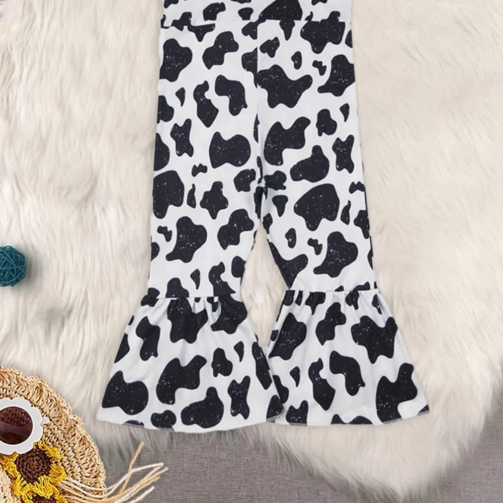 Baby Girls Western Cow Turquoise Bell Bottom Jumpsuits 250508