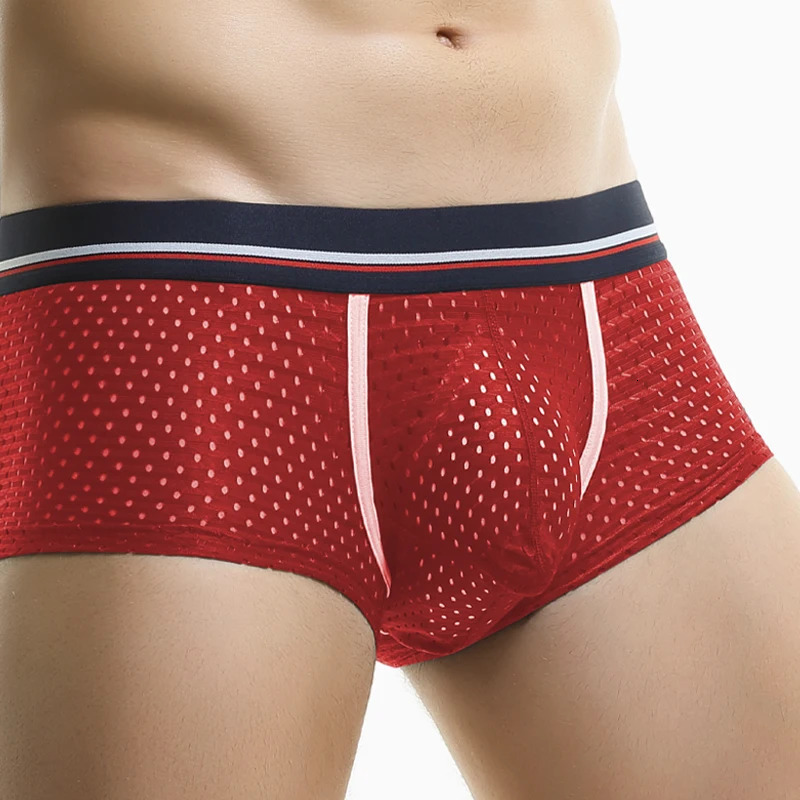 Mens Ice Silk Underwear Mesh Boxing Summer Thin Breathable UConvex Shorts Sexy Student Pants 250430Z