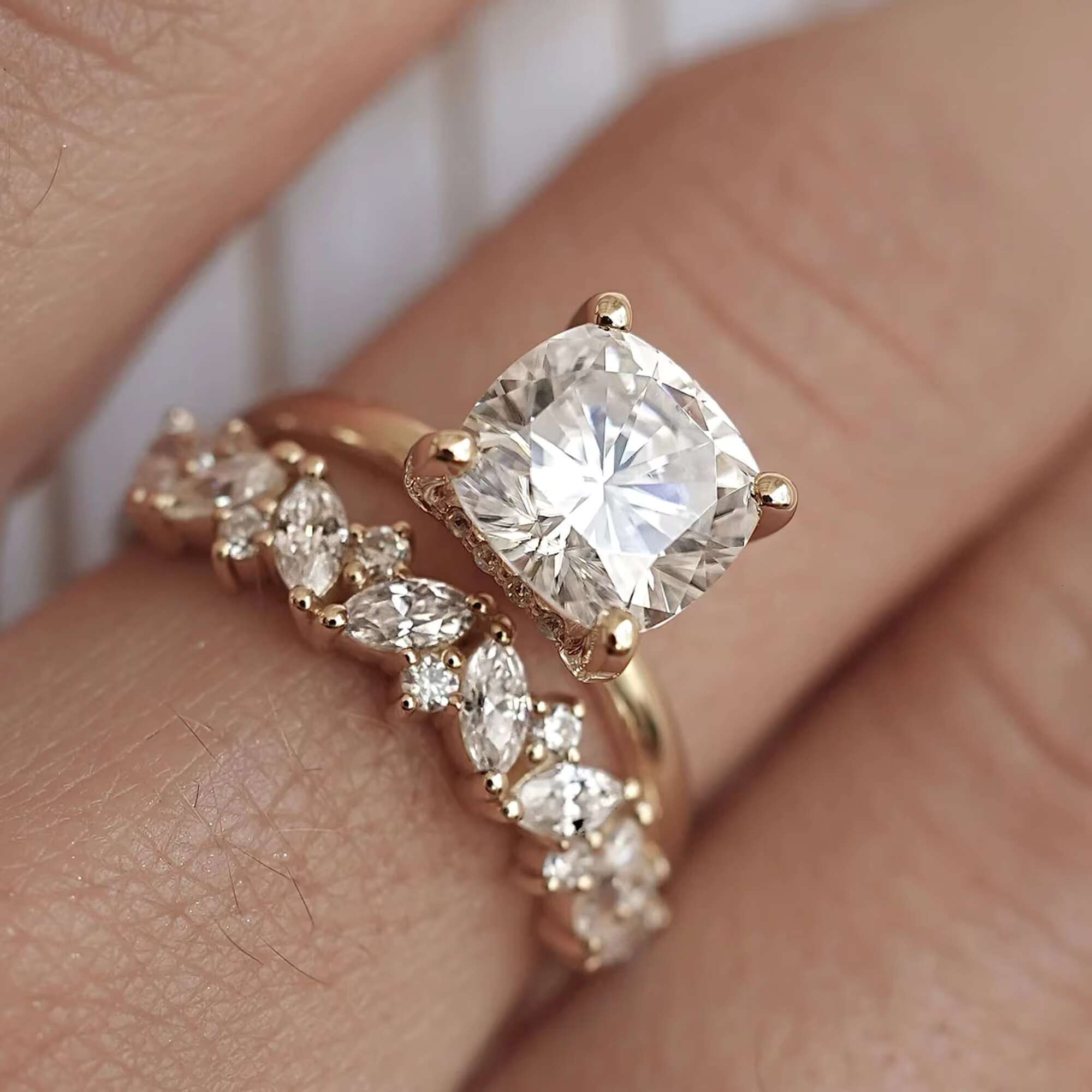 14K Gold Plated Gra Certified Wholesale 5ct Moissanite Ring 5 ct Moissanite Wedding Ring