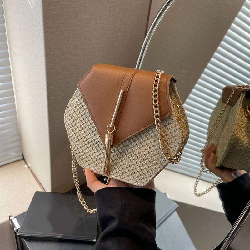 ddmy and Women Straw Leather Tote Handbag Lady Summer Rattan Shoulder Girls Handmade Woven Beach Crossbody Bag