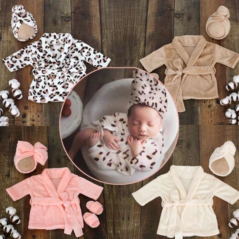 Newborn Photography Props Romper Baby Bathrobe Clothing Soft Fleece Robe Headscarf Shoes Outfits Infant Boy Girl Costume Towel
