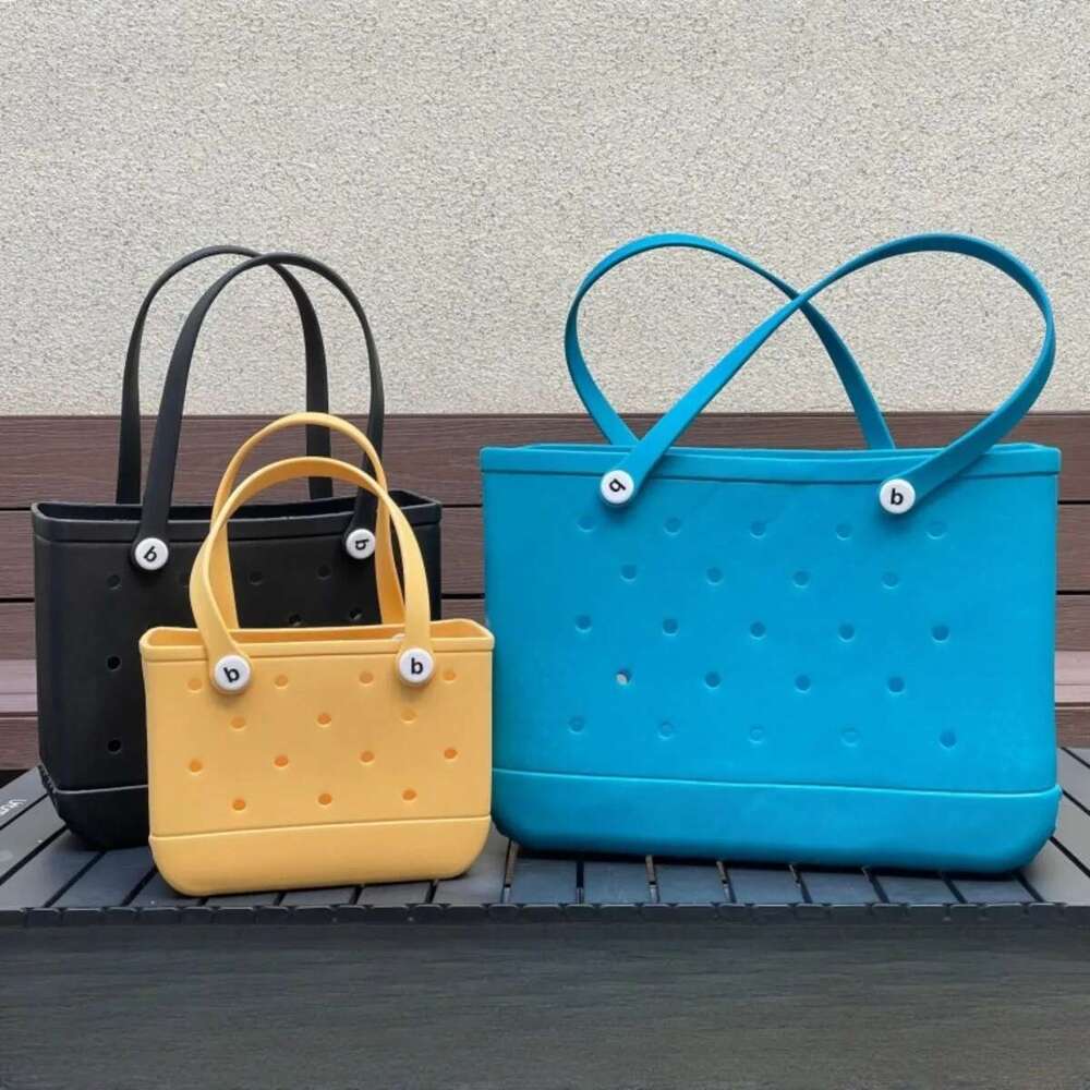 S/M/L EVA Waterproof Rubber Travel Picnic Storage Basket Women Shopping Shoulder Handbag Jelly Sac Croc Beach Tote Bag
