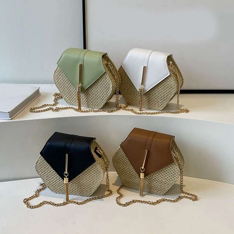 ddmy and Women Straw Leather Tote Handbag Lady Summer Rattan Shoulder Girls Handmade Woven Beach Crossbody Bag