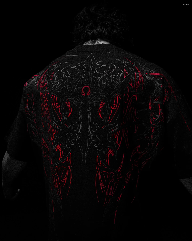 Men's T Shirts Breathedivinity Collab Graphic Tee Oversized Cotton Streetwear Gothic Print Men Women Loose Fit Urban Dark Unisex Top