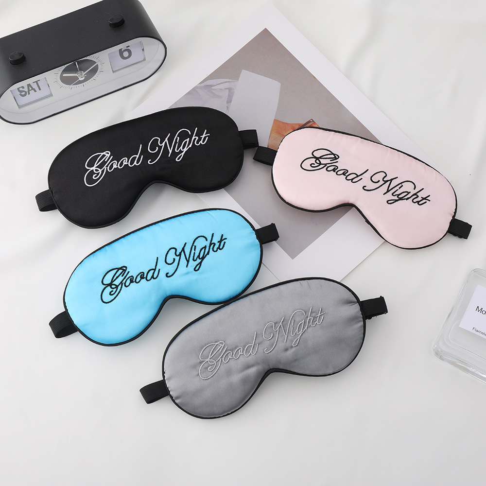 Eye new simulation silk good night letter adjustment buckle shading sleep eye mask portable multi-color