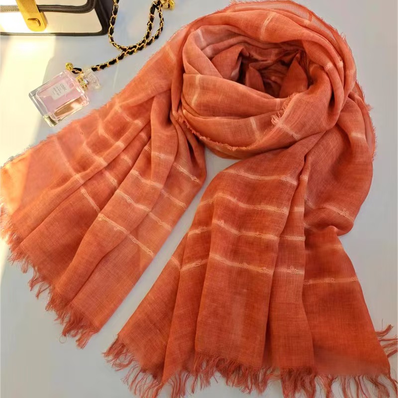 T659 Spring and Autumn new solid color scarf polyester-cotton blended dirty dyed warm silk scarf shawl