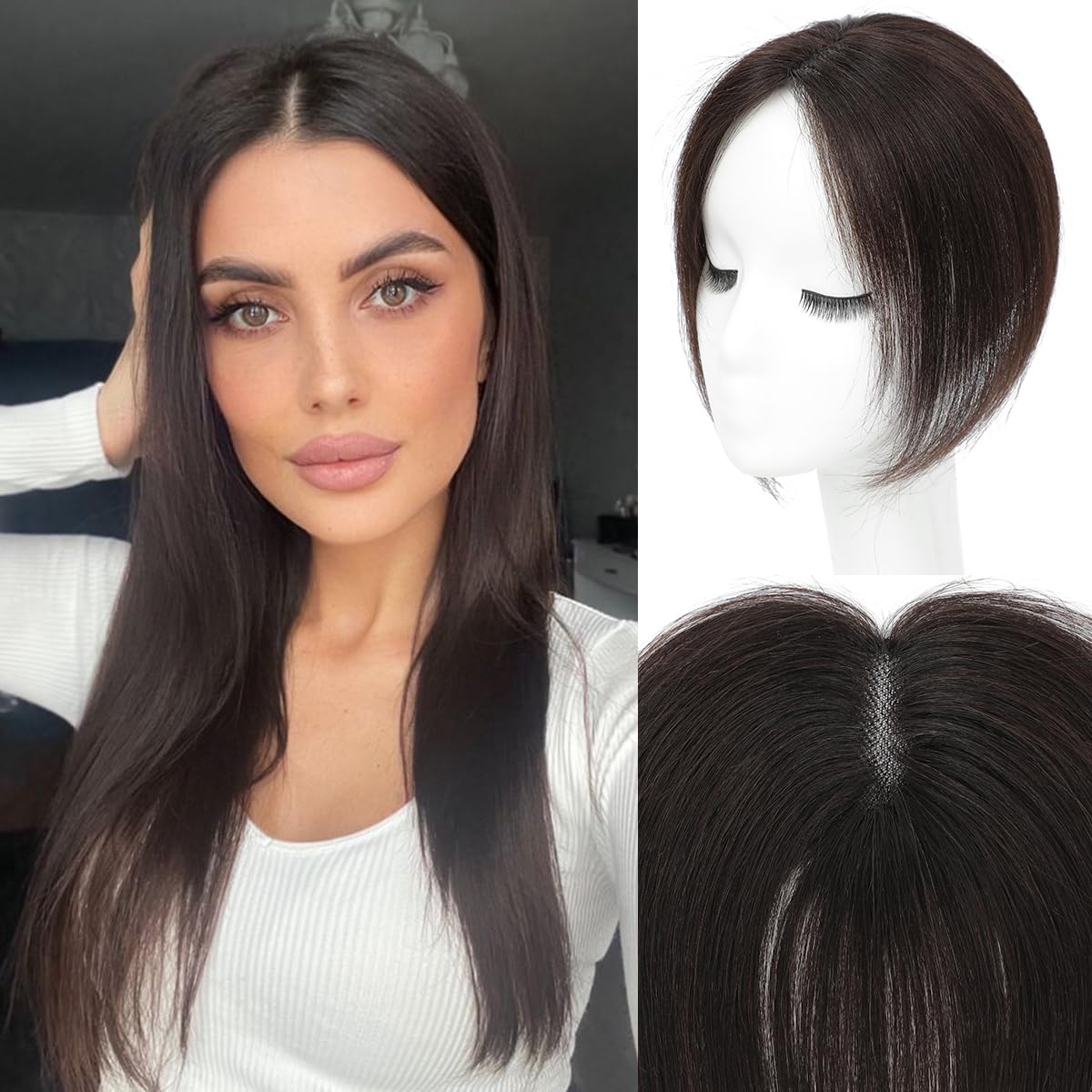 Real Human Hair Crown with Clips: Enhance Thinning Locks | Thickening and Fullness Add-On