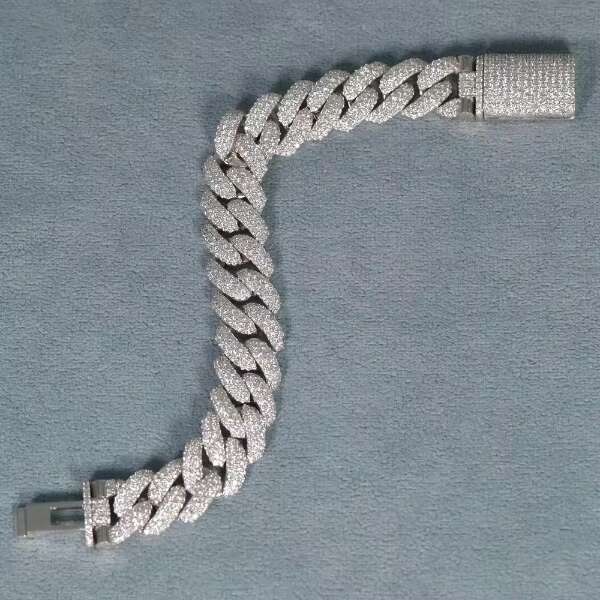 925 Sterling Silver Custom Heavy Cuban Bracelet Moissanite Diamond for Party Gift GIA Certified Hip Hop Jewelry Wholesale