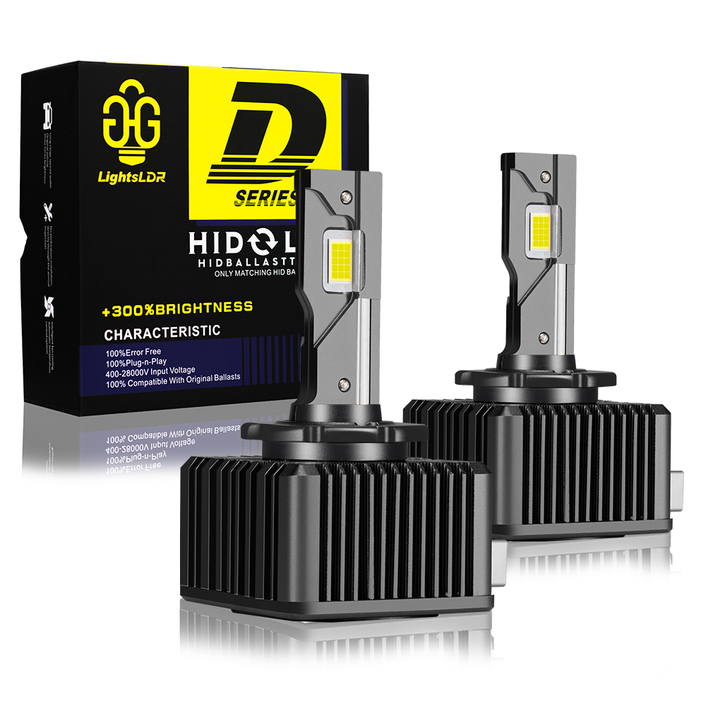 2PCS LED Car Headlight, D1S D2S D3S D4S LED bulb set, imported super bright lamp beads, 6000K cold white light, double layer copper tube with copper plate heat dissipation