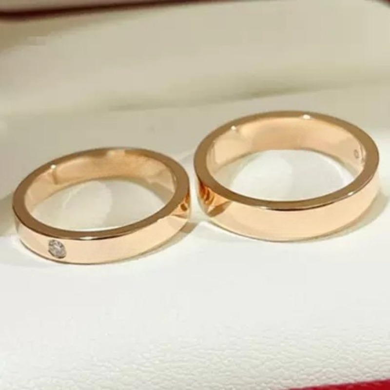 Luxury 3mm 4mm 5mm ring titanium steel love ring mens and womens rose gold fashion jewelry rings designer ring couple promise Never fade wedding