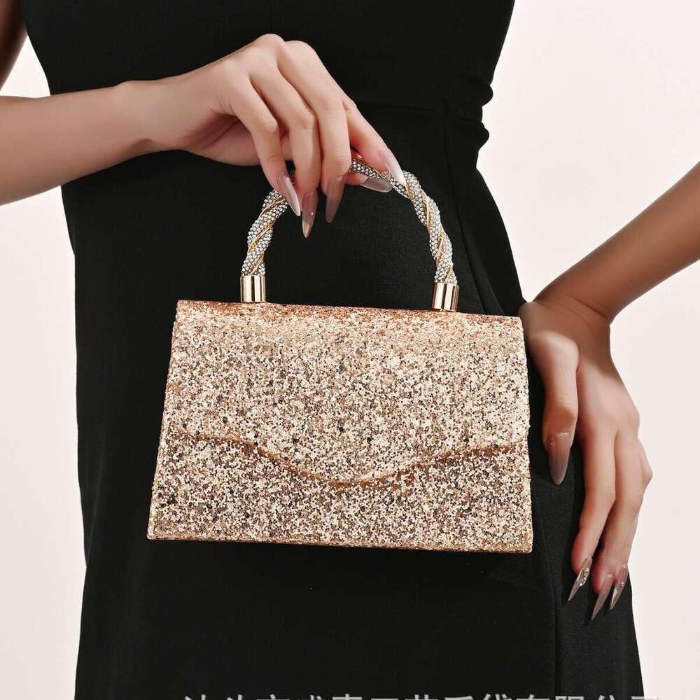 Dinner Bag Dinner Bag New Sequined French Banquet Shiny Small Square Fairy Water Diamond Hand Held Bag Temperament Crossbody Dinner Bag KQ KQ