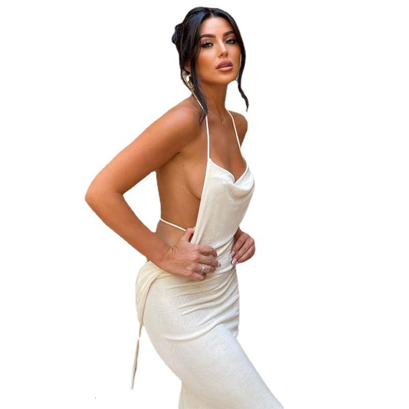 Womens fashion 2022 summer new fashion sexy lace up slim dress