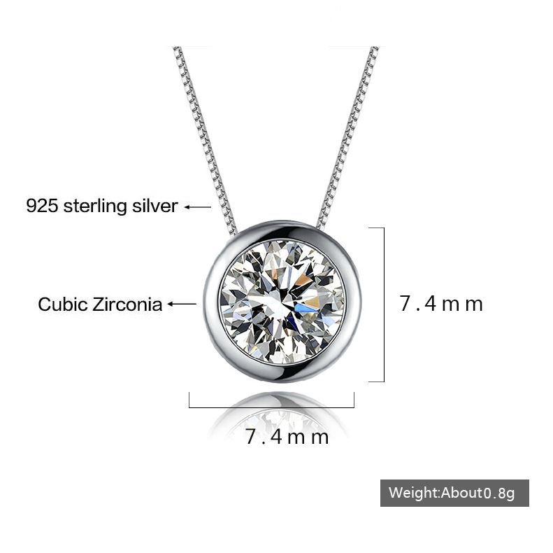Chic & Sophisticated Unisex 925 Sterling Silver Chain Link Necklace Featuring a Sparkling Bubble-Zirconium Drop