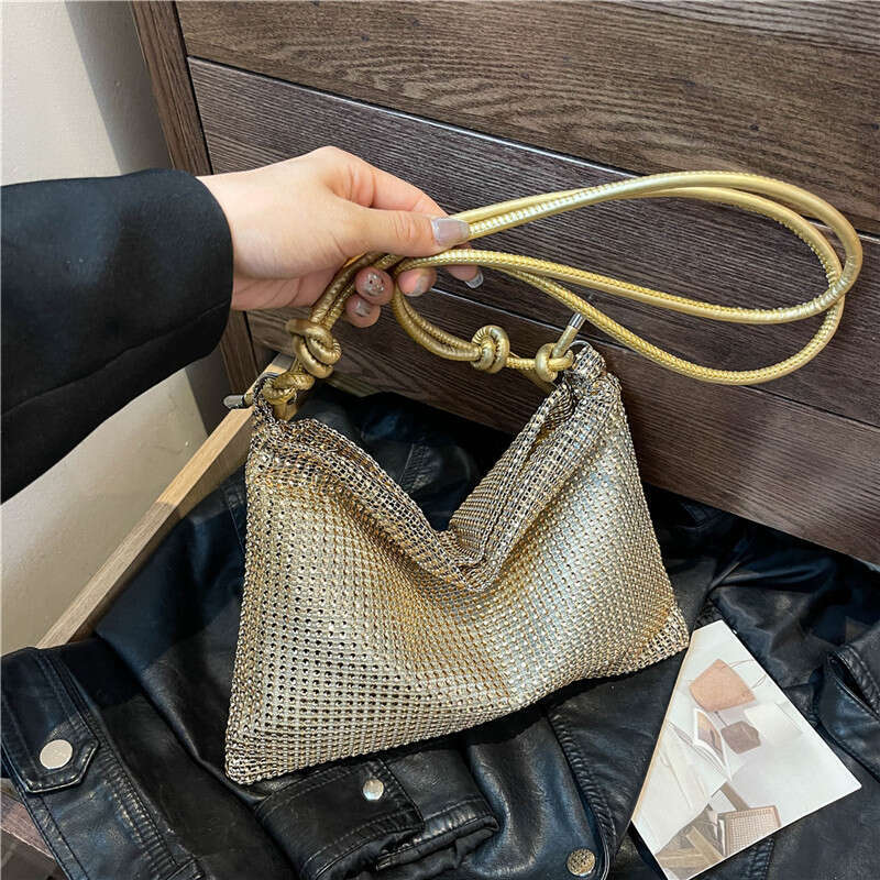 Dinner Bag Dinner Bag Fashionable High Quality Mesh Diamond Small Square New Item Niche Single Shoulder Crossbody Bag Simple Underarm Versatile Women 
