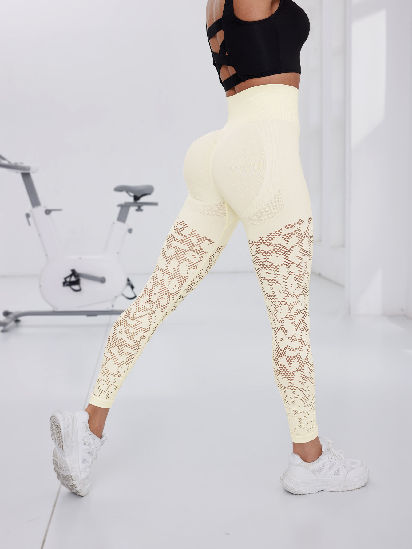 New Women's Yoga Seamless Mesh Summer Breathable Fitness High Elasticity Leave No Trace Sports Pants