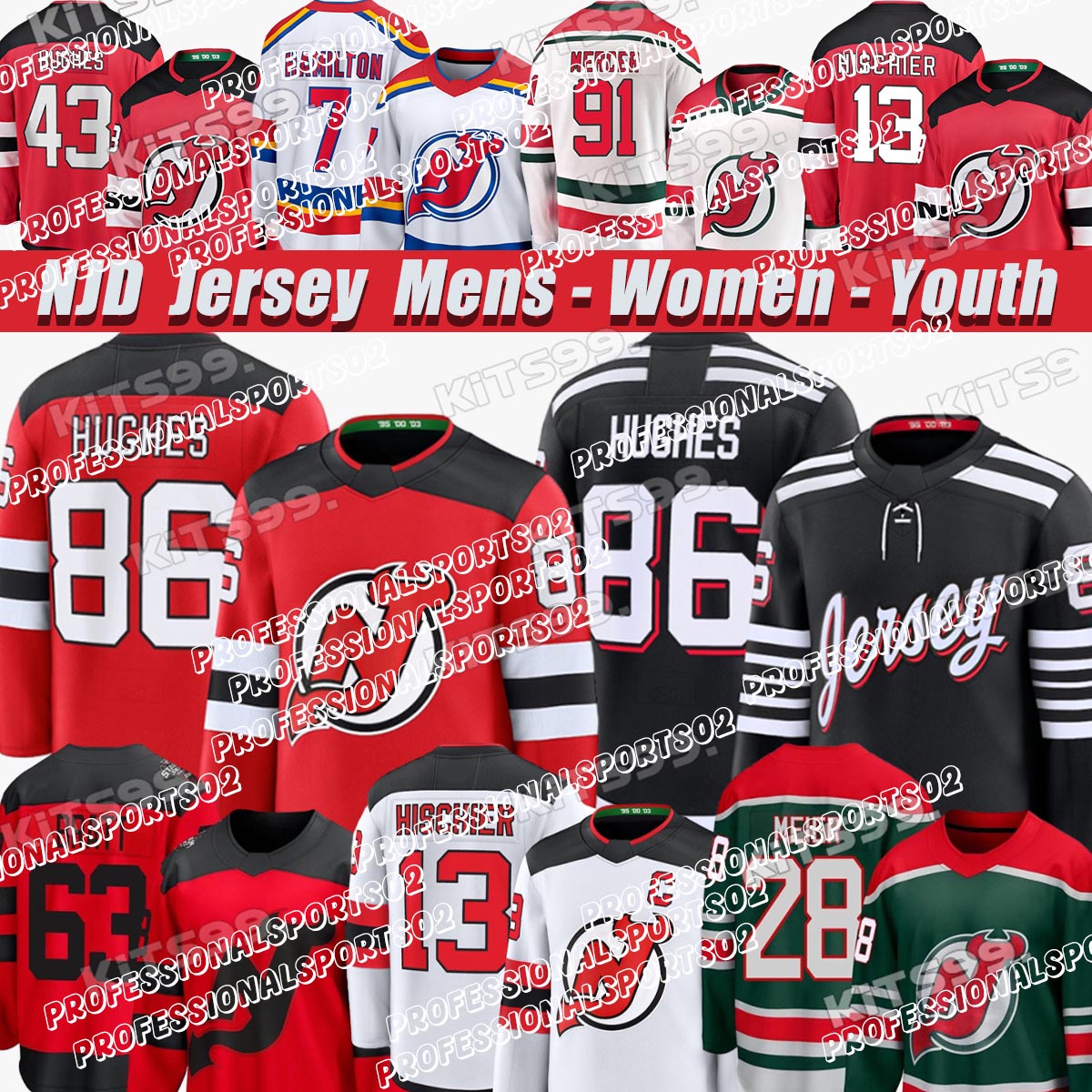 #86 Jack Hughes NewJerseyS Devils Jersey Luke Hughes Nico Hischier Hamilton Jacob Markstrom Ondrej Palat Jake Allen Jesper Bratt Hockey Jerseys