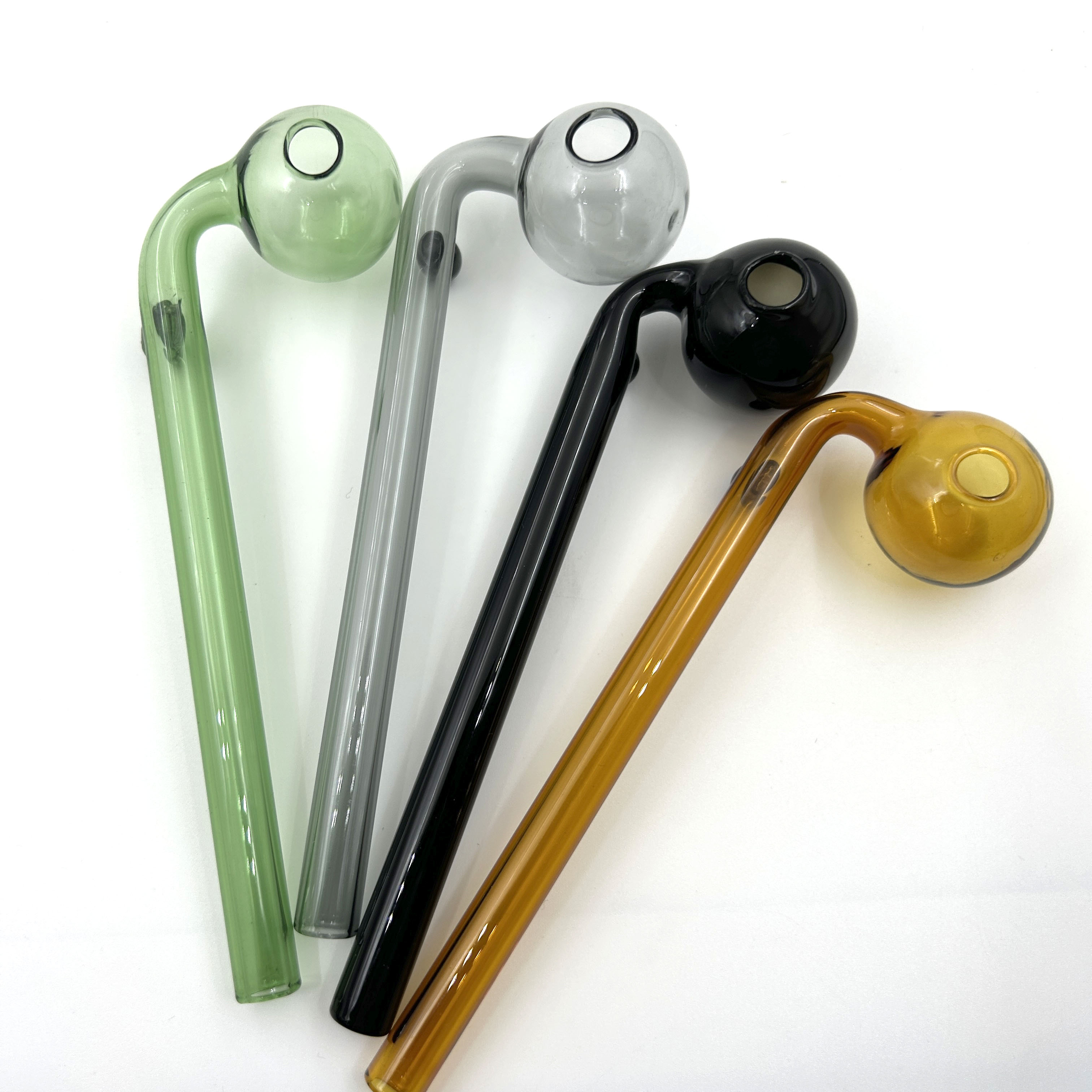 Curved Glass Oil Burner Pipe with Colored Stand 30mm Bowls Slide Clear Hand Pipes For Water Bubblers