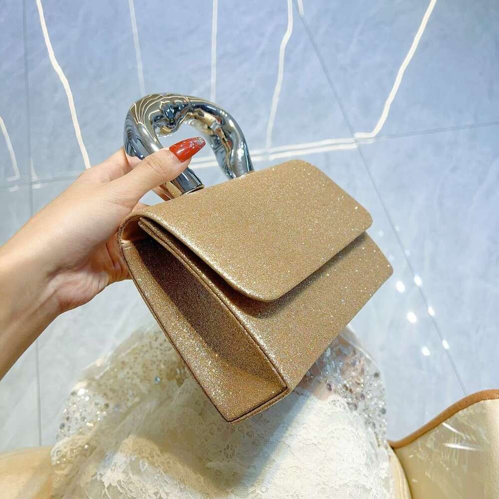 Dinner Bag Dinner Bag New High End Niche Banquet Shiny Small Square Fairy Metal Hand Held Temperament Crossbody Dinner Bag KQ KQ