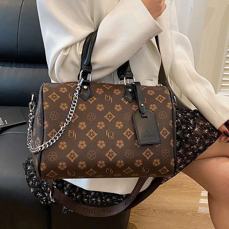 2025 New Arrival Monogram Pillow Boston Bag Women's Large Capacity Crossbody Tote Handbag Designer Travel Purse for Women