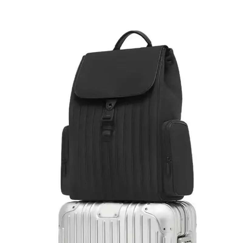 Brand Design Men High-Quality Leather Texture 15.6 Inch Large Travel Business Backpack