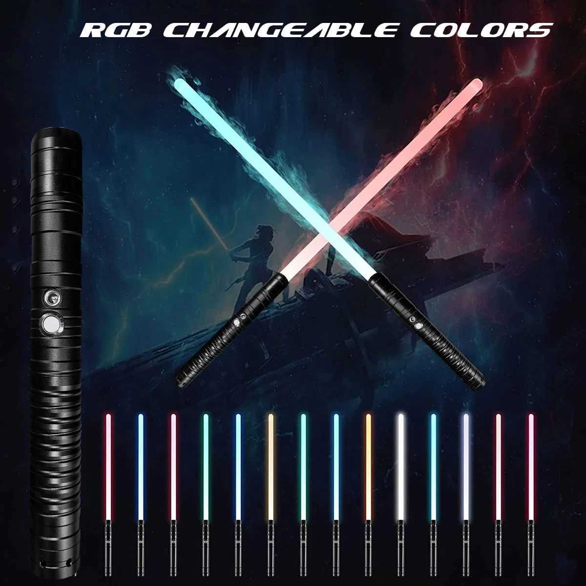 RGB lightsaber 14 color changing metal handle laser sword toy with gravity sensing sound effect role-playing laser sword toy T250508