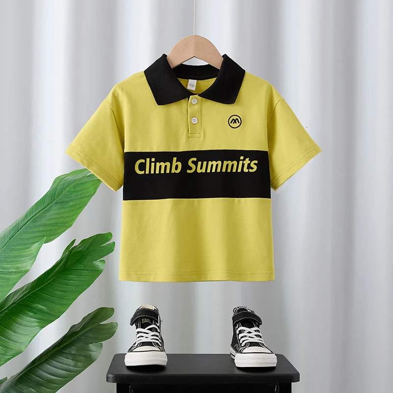 Summer Kids POLO Shirt. Lapel short sleeves. INS style. For baby boys S/M/L. Comfy breathable. 250508