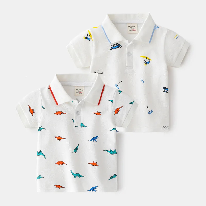 Formal Polo Shirts for Kids Polos Boy Toddler Clothes Party White Dinosaur Cute Korean Gentleman Shirt Summer Tops 2 4 6 7 Years 250508
