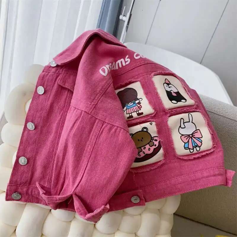 Denim Spring Korean Style Fashion Toddler Kids For Coats Autumn 2 4 6 7 Yrs Children Girls Pink Jacket