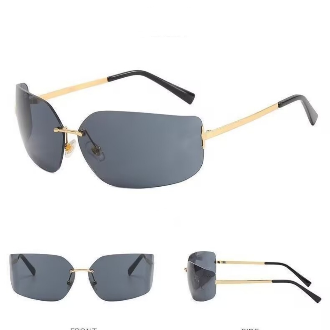 Fashion designer Sunglasses For Women Wrap Luxury Rimless Frame senior Eyewear woman eyeglasses Vintage Metal Sun Glasses52