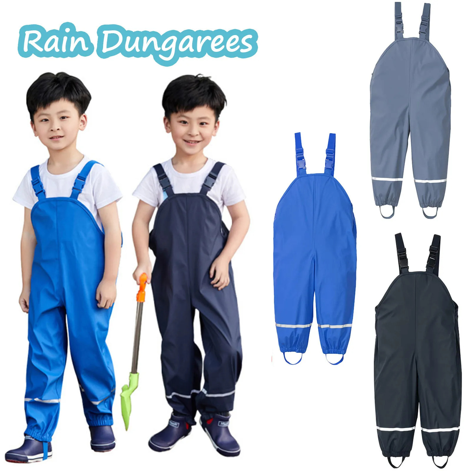 Toddler Kids Boys Girls Overalls Rain Dungarees Windproof Waterproof Mud Jumpsuit Clothes Children Clothing Fashion RainCoat 250508