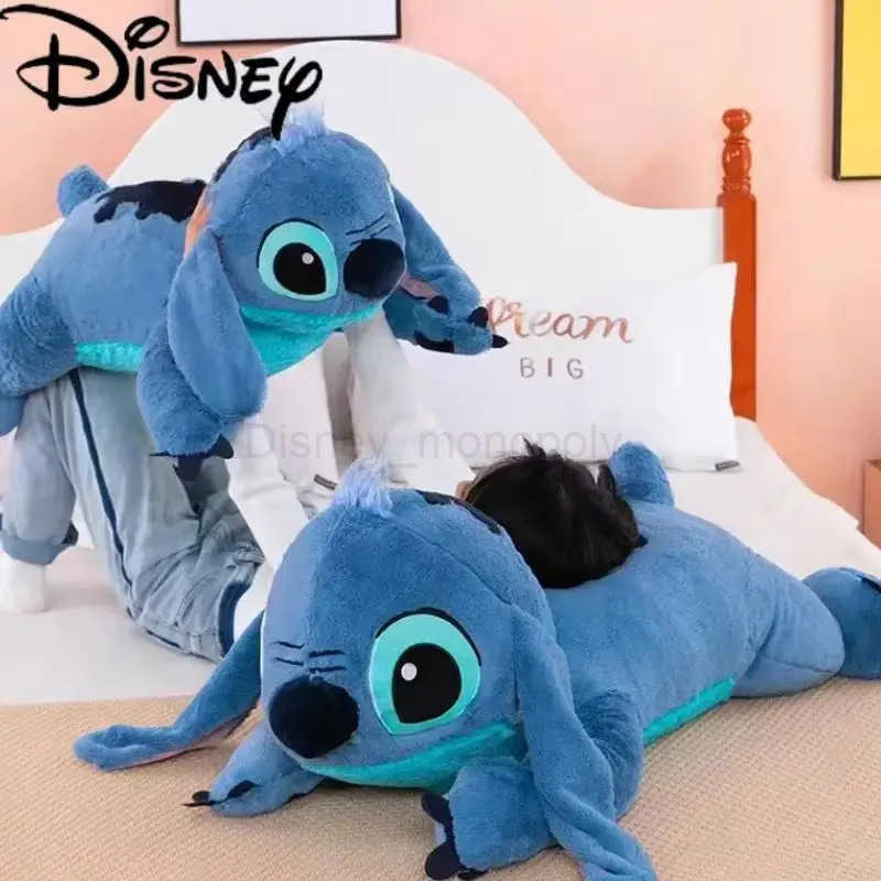 Disney 45/60/80cm Stitch Doll Plush Toys Lilo Stitch Plush Stuffed Doll Soft Pillow Prone Posture Dark/Light Blue Cute Gift Toys Z250508