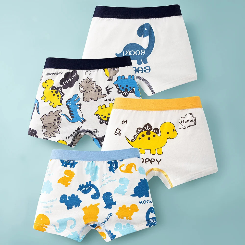 1/4/8/12 Pcs/pack Boys Boxer Briefs Kids Cotton Underwear Baby Boy Underpants Teenager Cartoon Print Soft Children Panties 4-12Y 250508