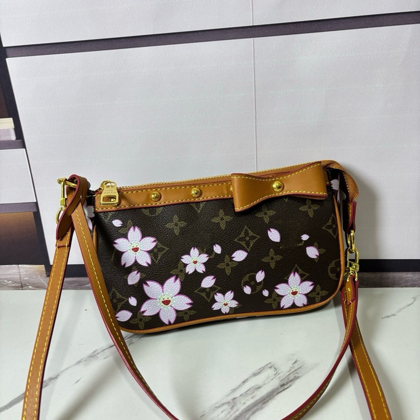 designer bags takashi murakami handbag cherry blossoms shoulder leather canvas colorful bag composite lady beach clutch tote woman purse wallets 10527