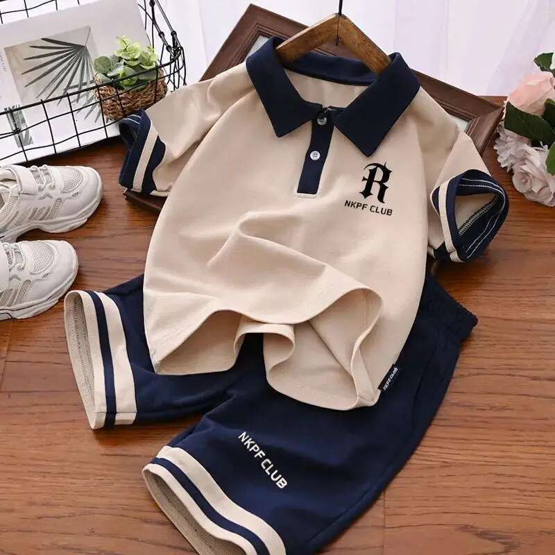 Summer Boys Clothes Sets School Sleeve Polo T-Shirt + Short Pants 2Pcs Sport Kids Clothing Children Outfits 3-12 Year