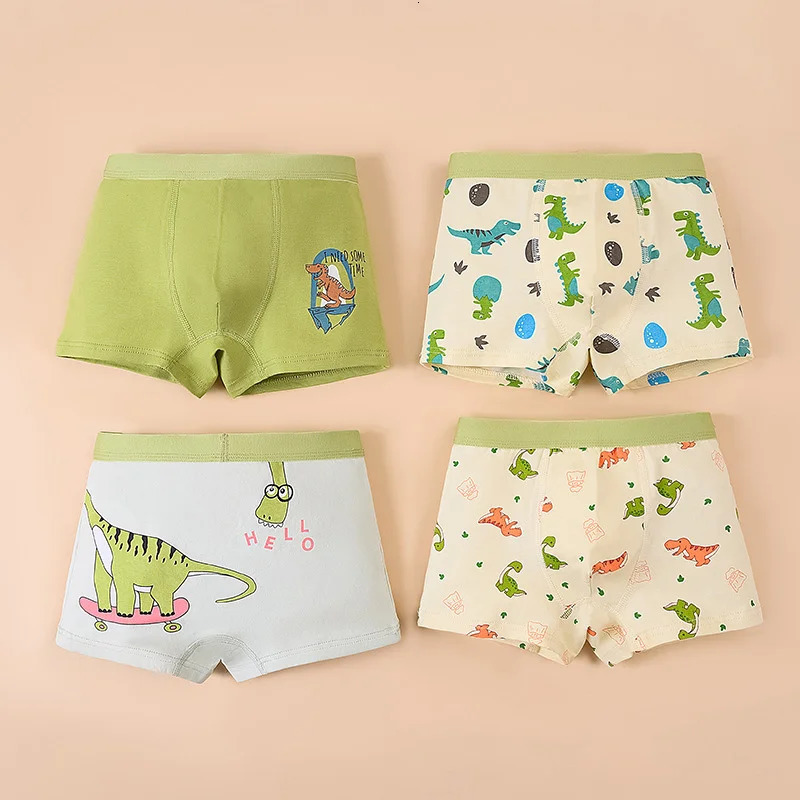 2/4/6 Pcs Boys Boxer Briefs Kids Cotton Underwear Breathable Baby Underpants Teenager Cartoon Print Children Panties 250508