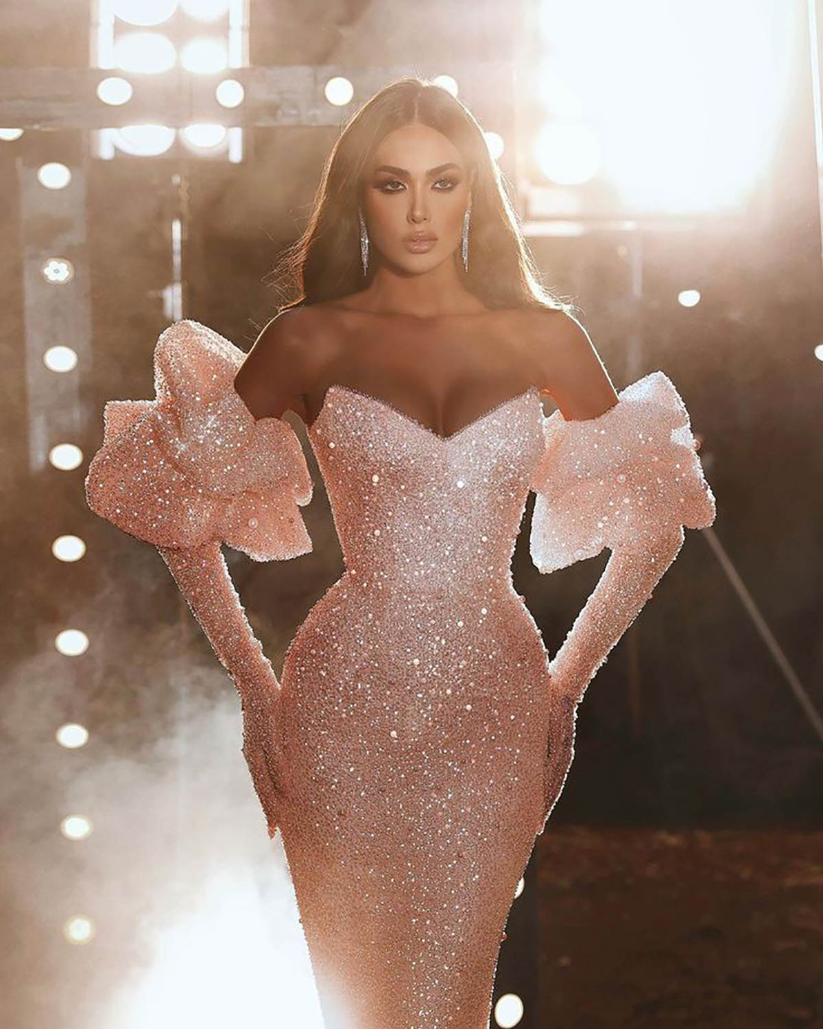 Sexy Sequined Evening Dresses Sweetheart Neck Mermaid Prom Dress Removable Sleeve Women Party Gowns Customized