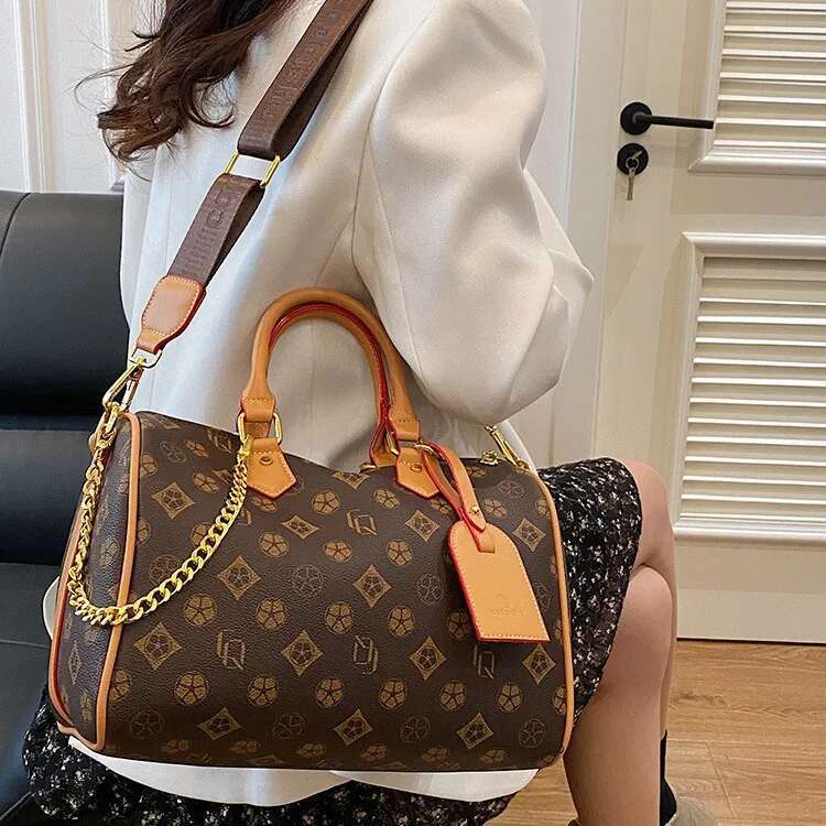 2025 New Arrival Monogram Pillow Boston Bag Women's Large Capacity Crossbody Tote Handbag Designer Travel Purse for Women