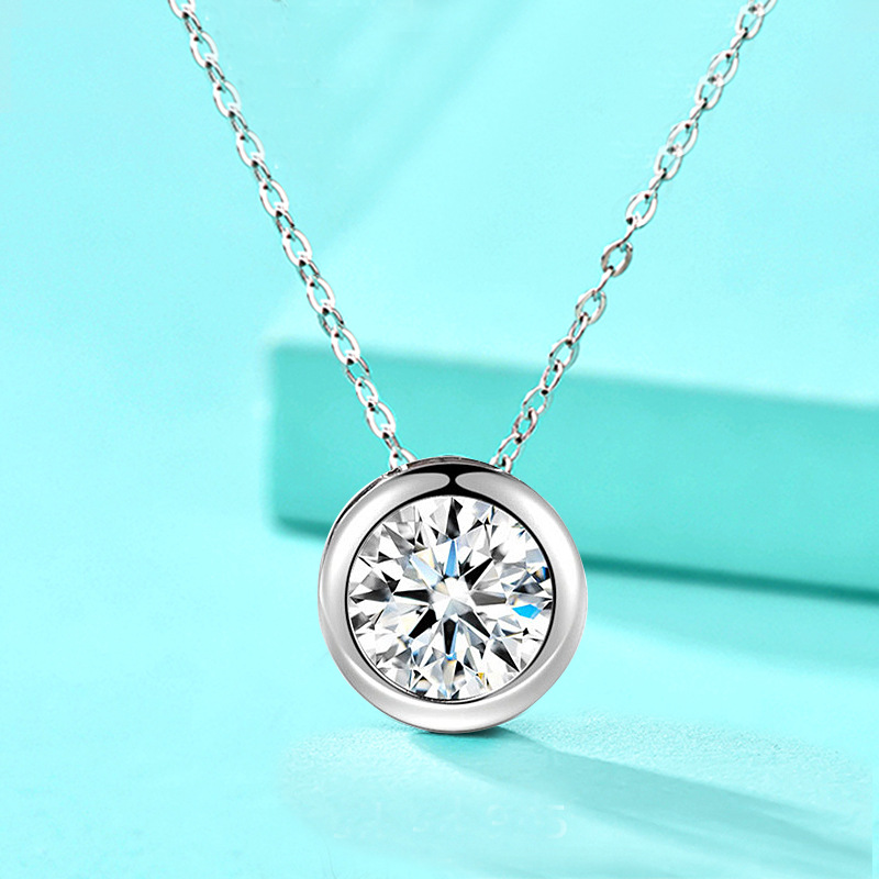 Chic & Sophisticated Unisex 925 Sterling Silver Chain Link Necklace Featuring a Sparkling Bubble-Zirconium Drop