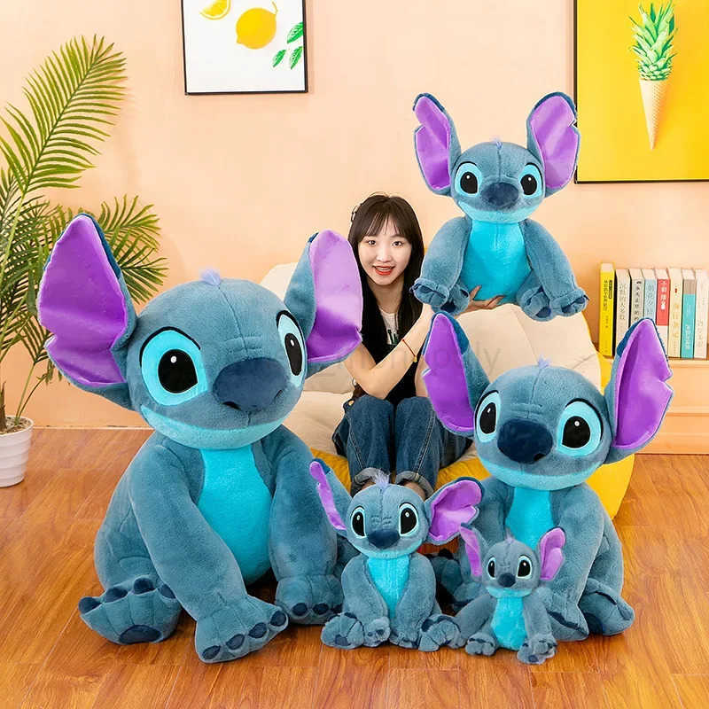 Disney Stitch Plush Toys Dolls Anime Stitch Sitting Stitch 45/60cm Cartoon Stuffed Doll Childrens Comforting Pillow Kids Gifts Z250508
