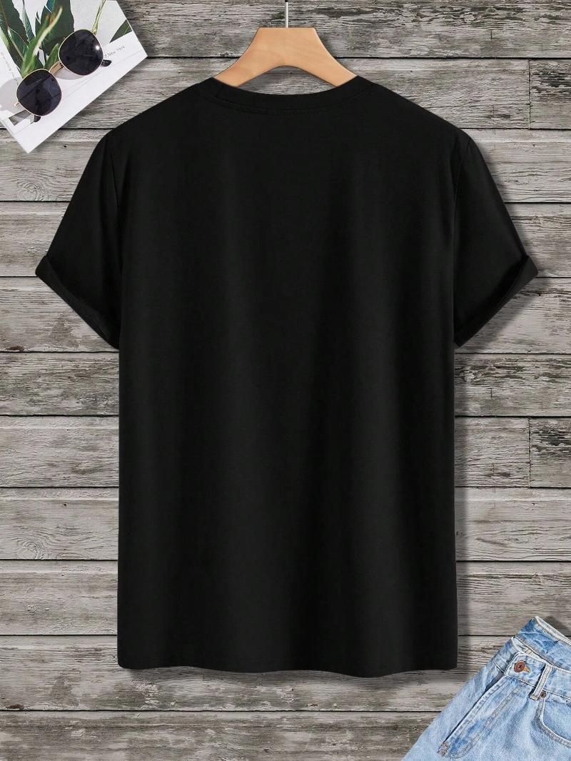Mens T Shirts Cotton Summer Loose Fit DREAM Letter Printed Slim Casual Sports Round Neck Short Sleeved T-shirt Top
