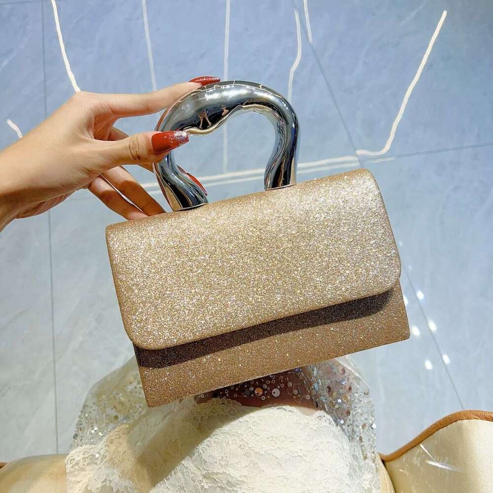 Dinner Bag Dinner Bag New High End Niche Banquet Shiny Small Square Fairy Metal Hand Held Temperament Crossbody Dinner Bag KQ KQ