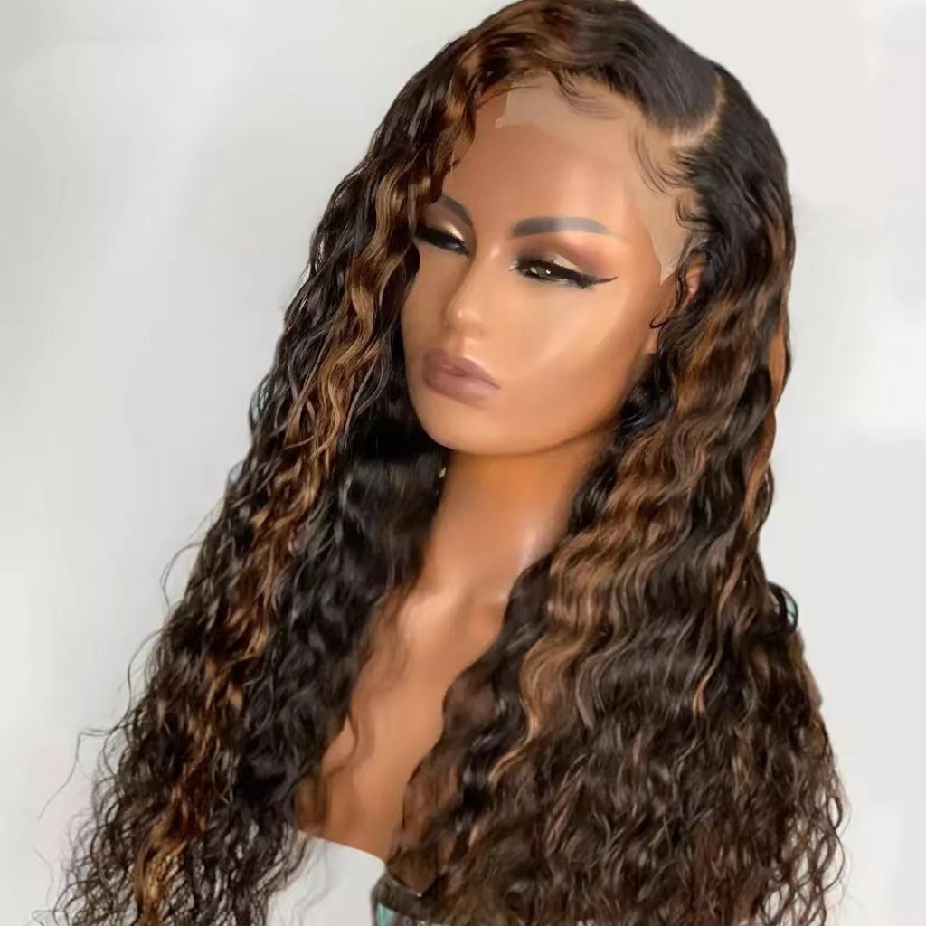 Fashion Wig Front Lace Black Big Wave Curly Hair Hot Selling Front Lace Full Headset