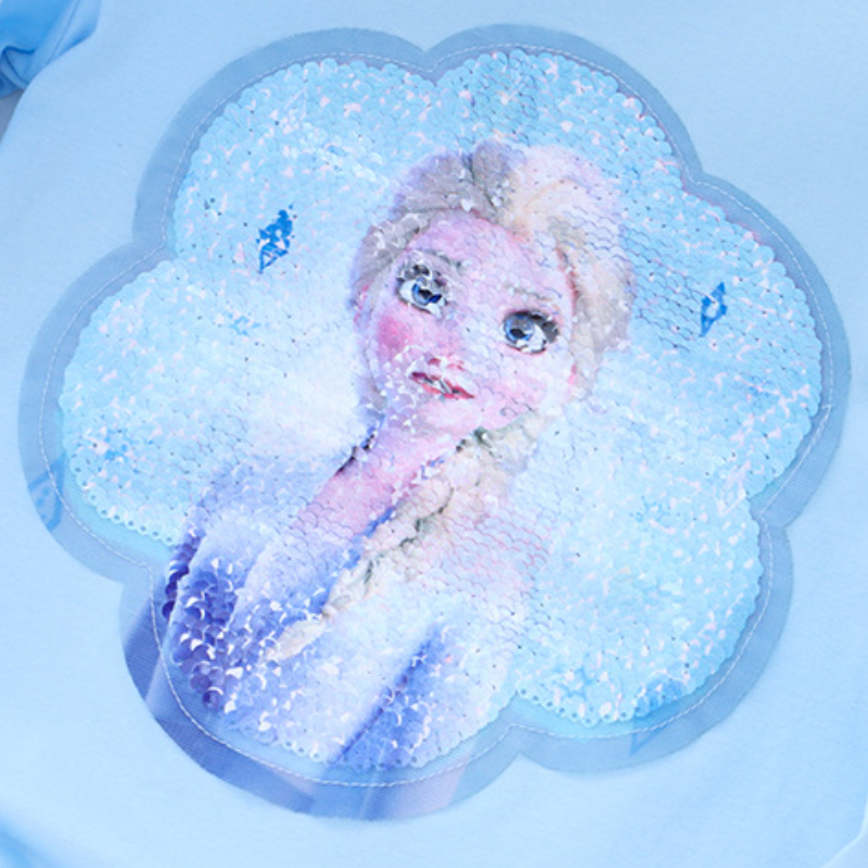DISNEY Frozen Princess Elsa baby designer clothes Children autumn wear base top girl long-sleeved T-shirt two-sided color-changing sequin princess top