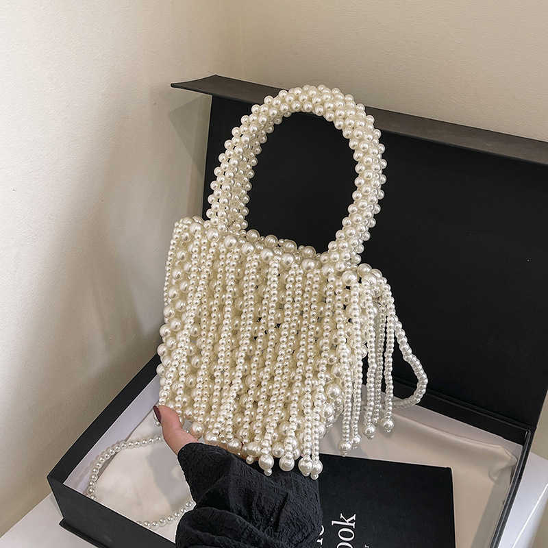 Tassel woven small bag for women 2025 new fashionable versatile handbag, dinner bag, chain bar crossbody bag, accessory bag