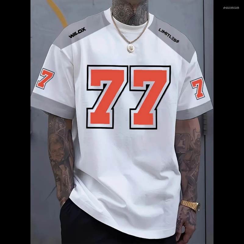 Mens T Shirts T-shirt Retro Sport 77 Series Vintage Inspired 3D Printed Sportswear Summer Polyester Tee For Gym Clothes