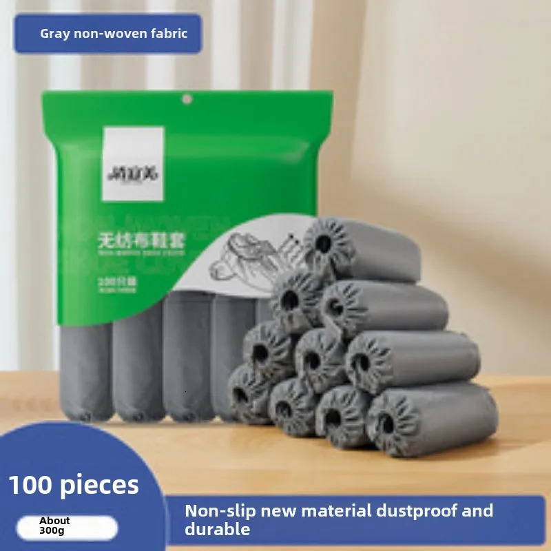 100 count disposable boot shoe covers with anti slip and elastic properties are used for indoor carpet floor protection in the workplace 250428s