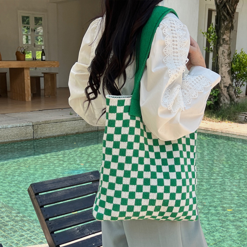 Large Capacity Knitted Bag for Women - Shopping Bag, Casual Knitted Bag, Handheld Shoulder Bag, Versatile Tote Bag, Arm Bag, Trendy Bag
