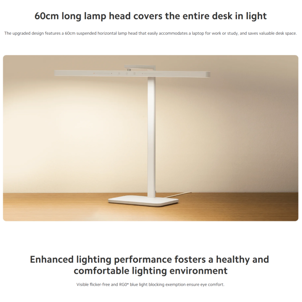 Xiaomi Mijia Desk Lamp 2 LED Desk Light 60cm Long Lamp Holder HyperOS Connect Adjustable Light Mode Bedroom Reading Lamp