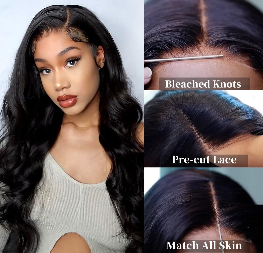 Womens Wig Front Lace Synthetic Headset Black Mid Split Long Straight Hair Big Wave Wig