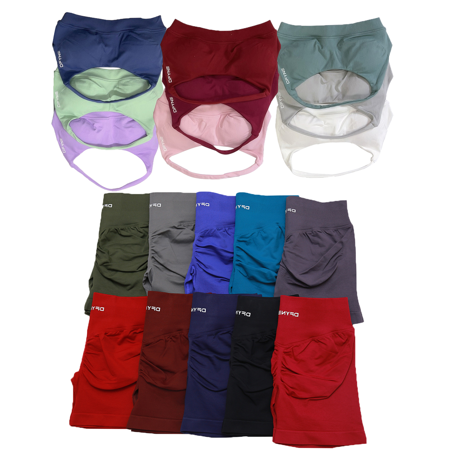 two pieces Dyfne Impact Sports Set Seamless Yoga outfits Workout Sets dfyn shorts womens matching Halter Bra Set Summer Fitness Clothes Gym Suits Outfit Active Wear